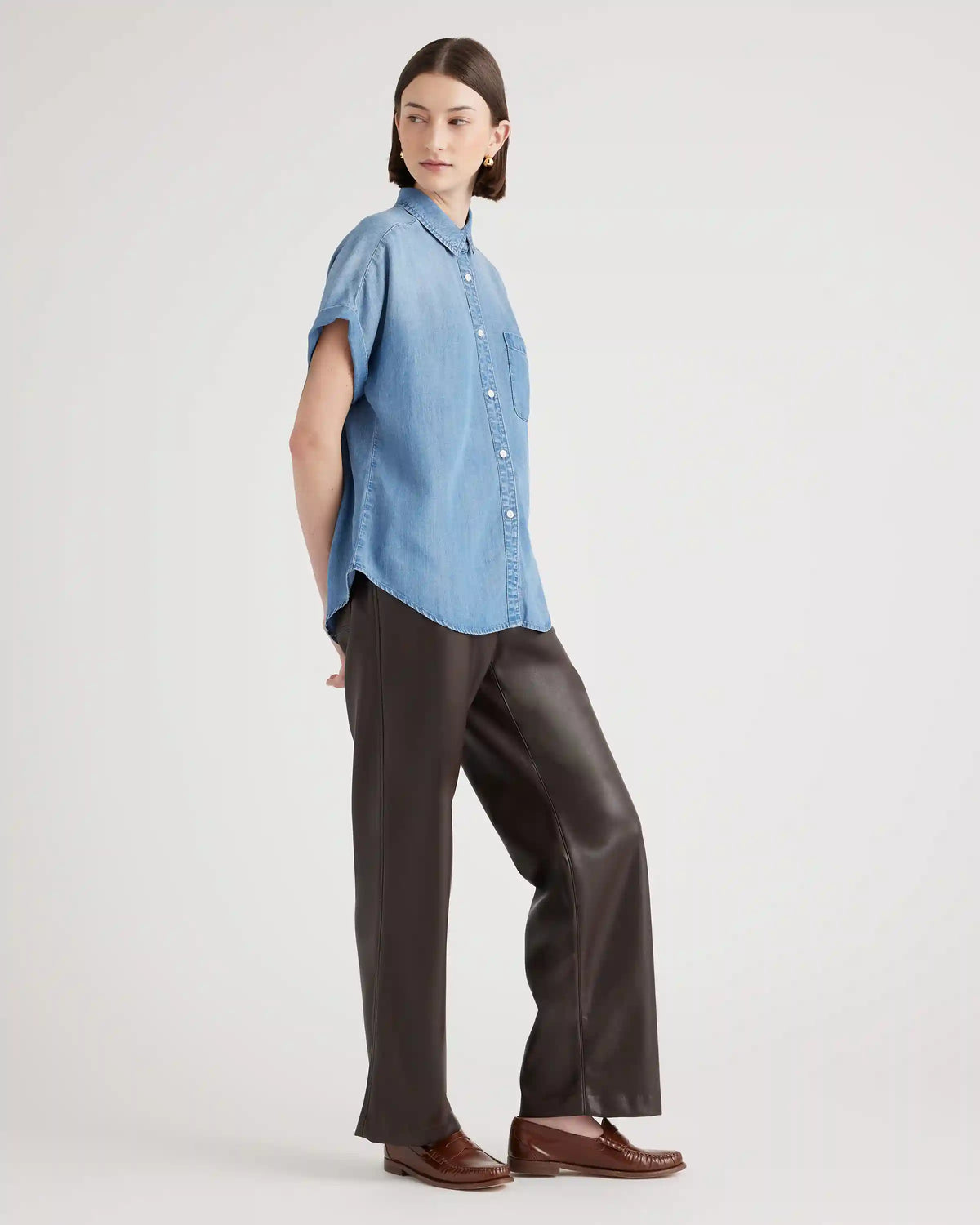 Chambray Tencel Short Sleeve Shirt