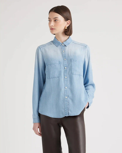Chambray Tencel Long Sleeve Shirt