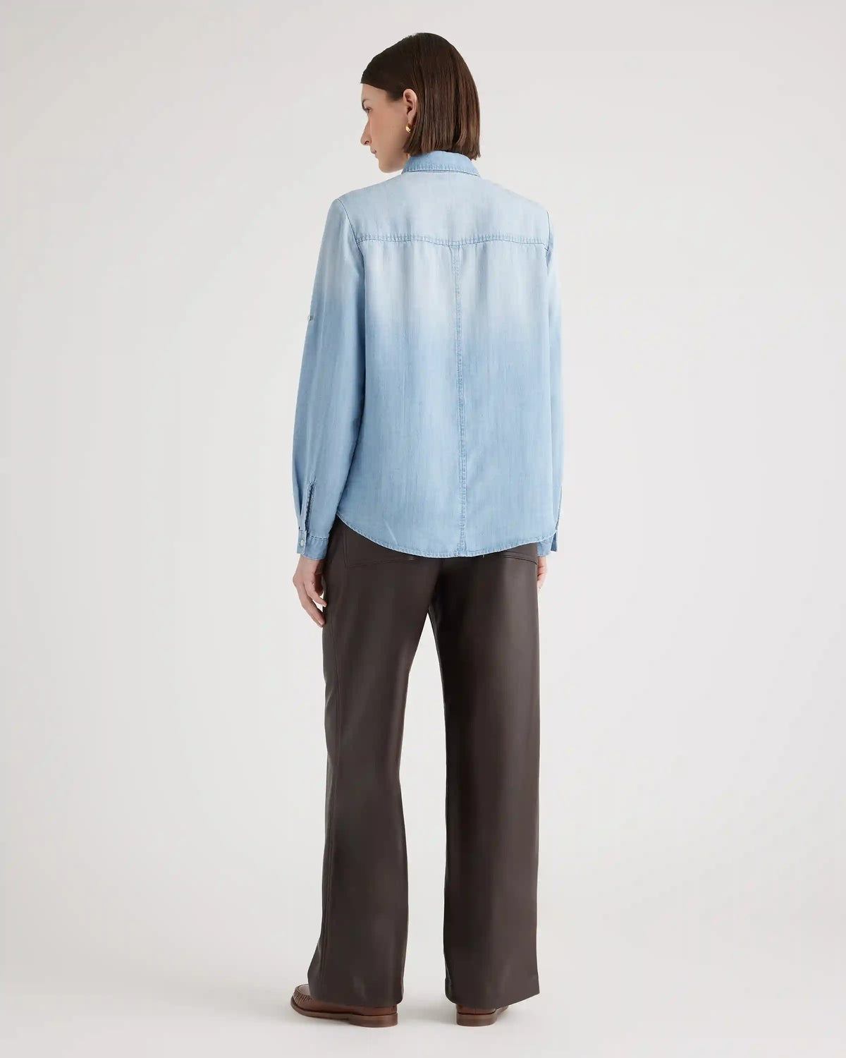 Chambray Tencel Long Sleeve Shirt