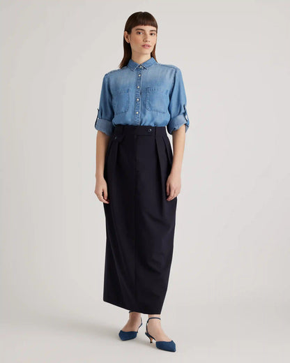 Chambray Tencel Long Sleeve Shirt