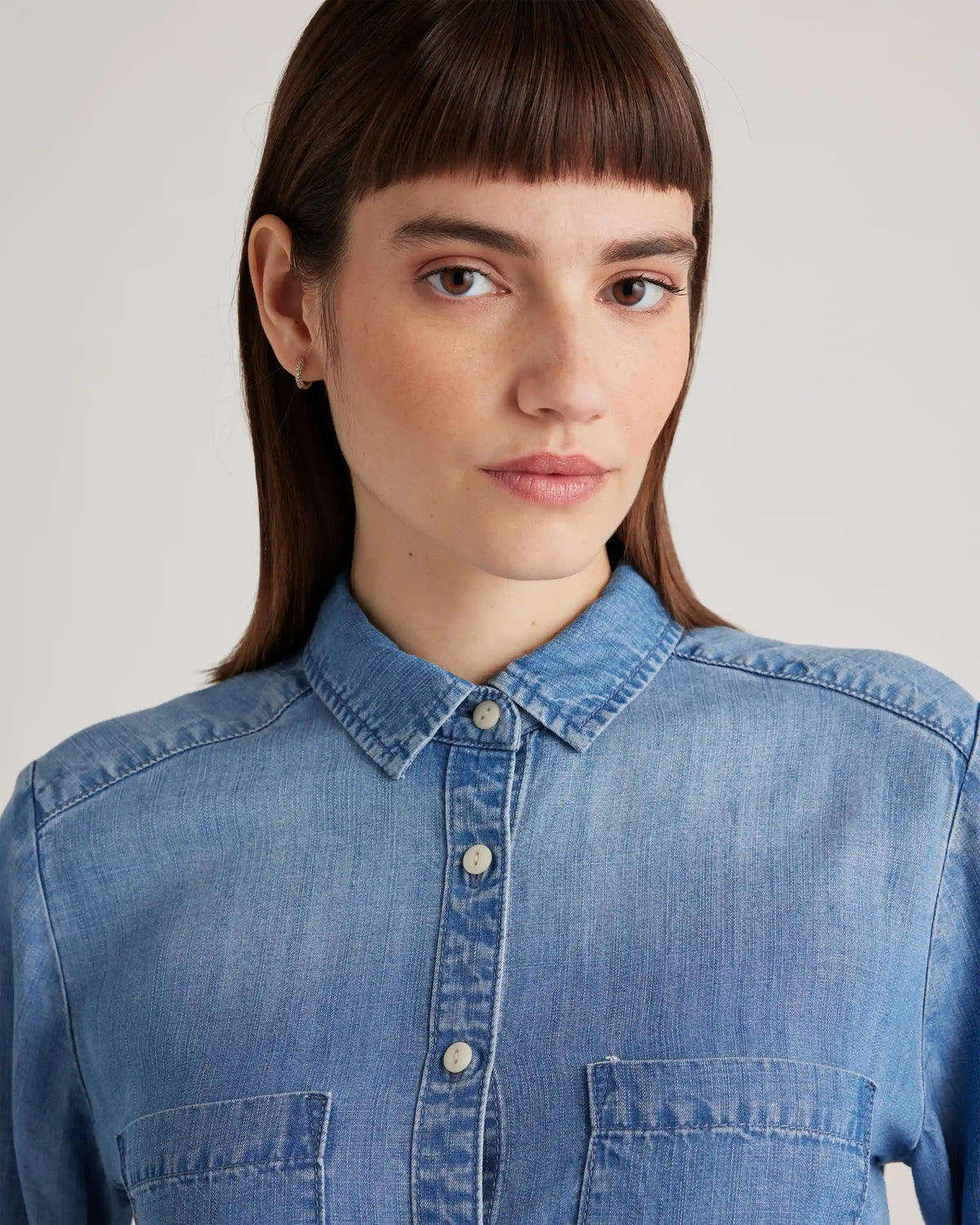 Chambray Tencel Long Sleeve Shirt