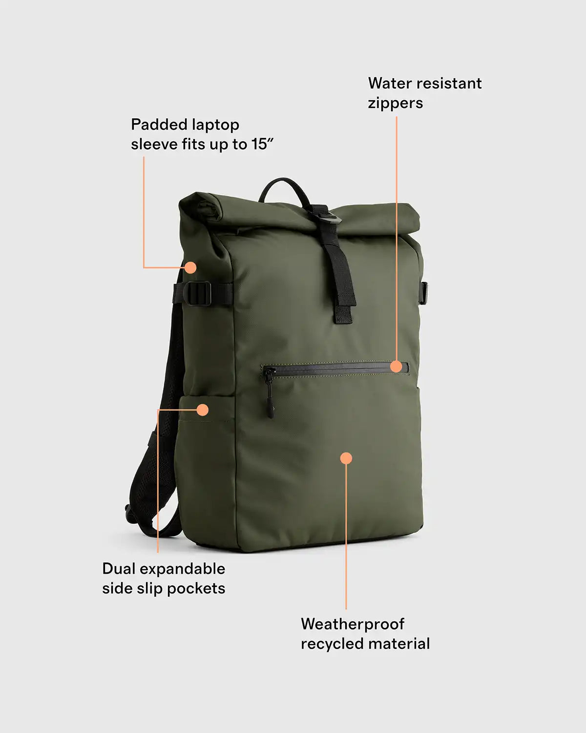 Weather Proof Roll-Top Backpack