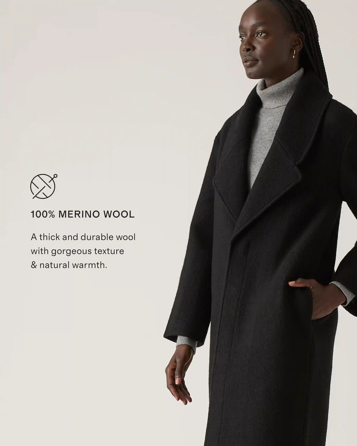 100% Merino Wool Collarless Cropped Jacket