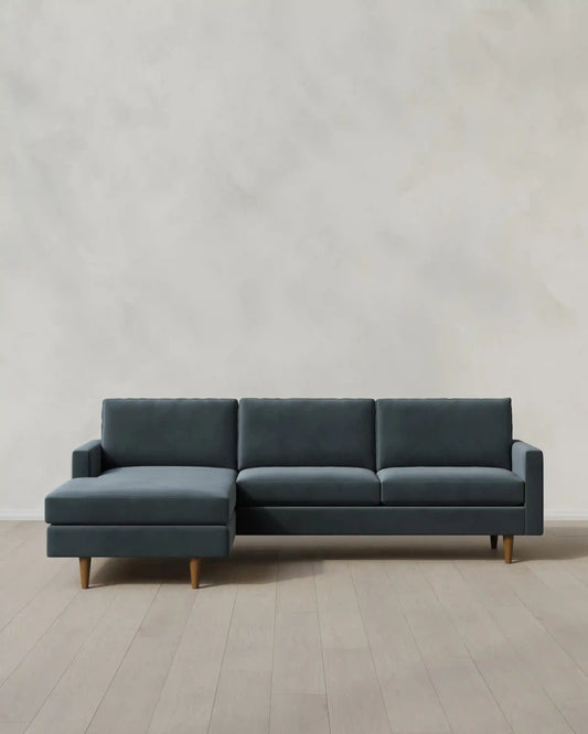Atlas Midcentury Chaise Sectional in Performance Velvet