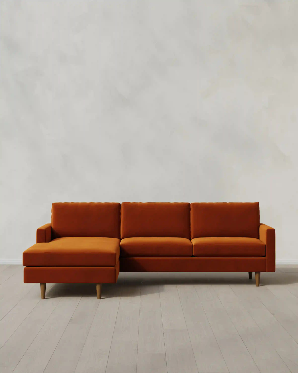 Atlas Midcentury Chaise Sectional in Performance Velvet