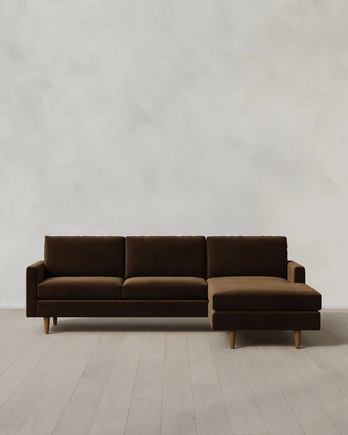 Atlas Midcentury Chaise Sectional in Performance Velvet