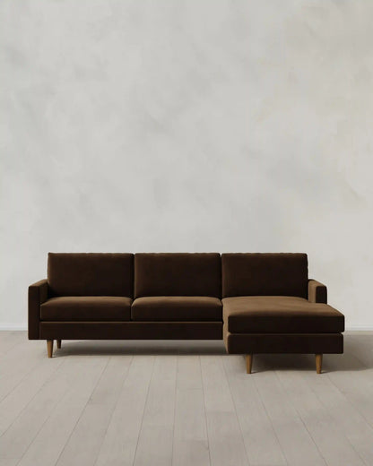 Atlas Midcentury Chaise Sectional in Performance Velvet