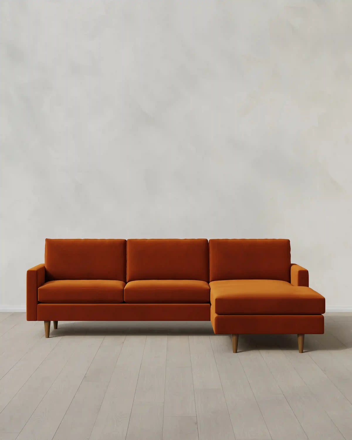 Atlas Midcentury Chaise Sectional in Performance Velvet