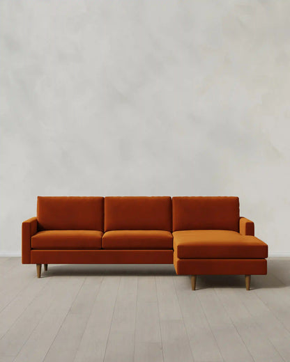Atlas Midcentury Chaise Sectional in Performance Velvet