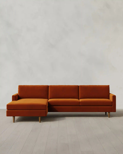 Atlas Midcentury Chaise Sectional in Performance Velvet