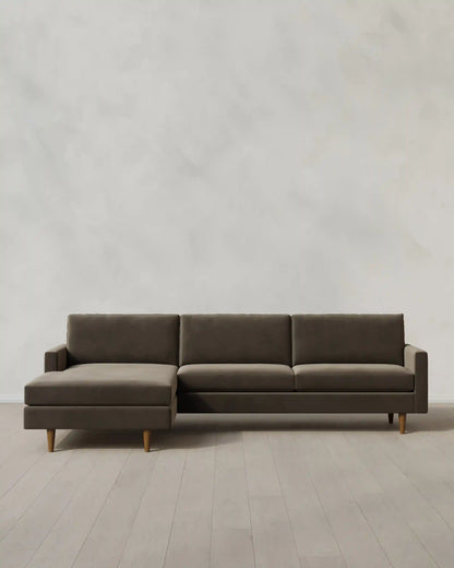 Atlas Midcentury Chaise Sectional in Performance Velvet