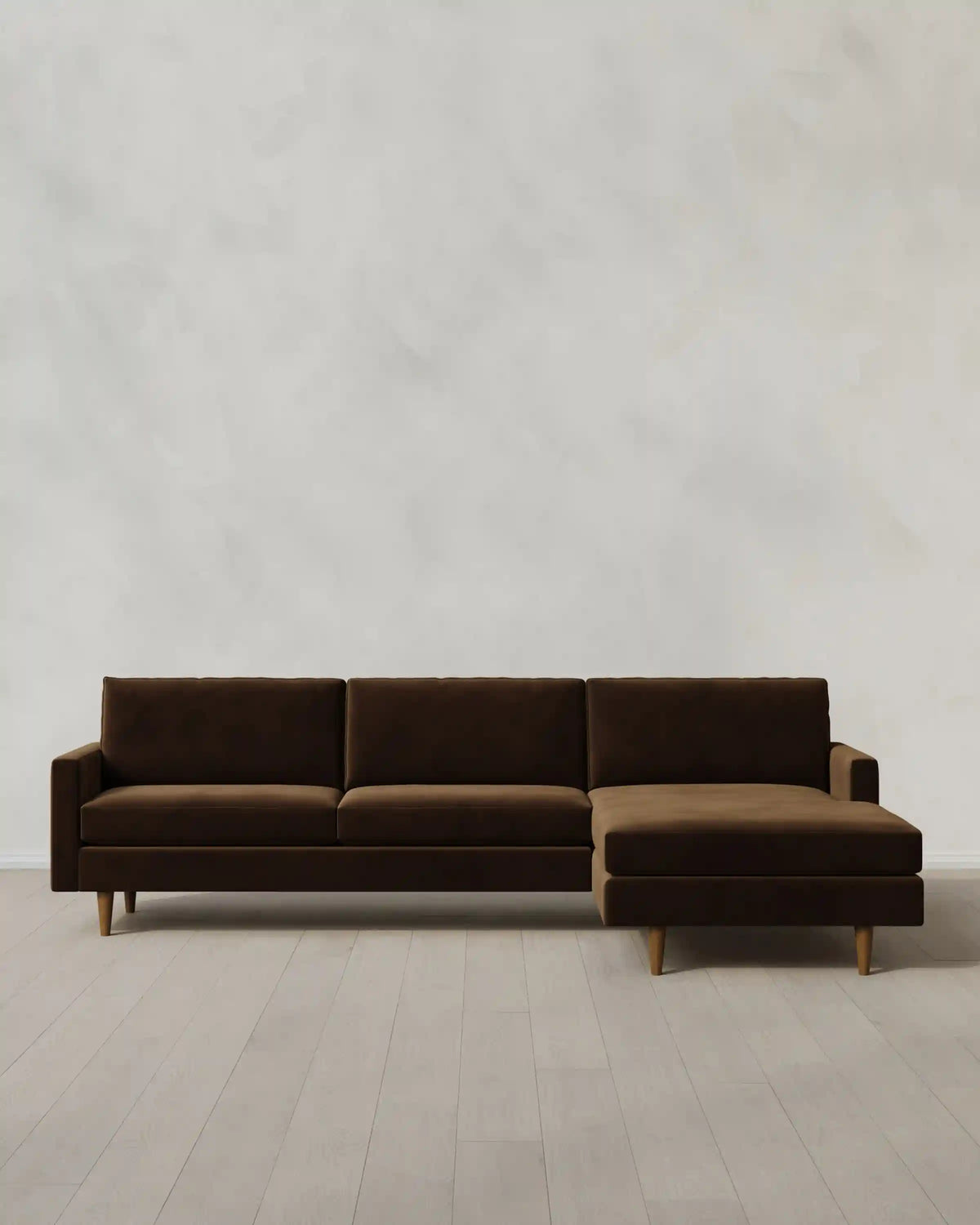Atlas Midcentury Chaise Sectional in Performance Velvet