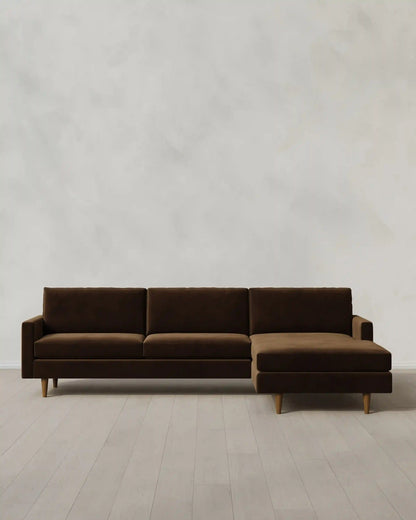 Atlas Midcentury Chaise Sectional in Performance Velvet