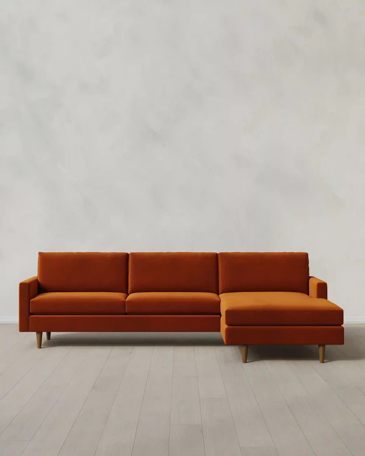 Atlas Midcentury Chaise Sectional in Performance Velvet
