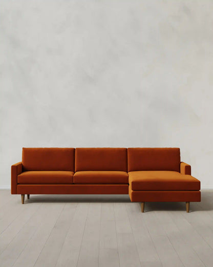 Atlas Midcentury Chaise Sectional in Performance Velvet