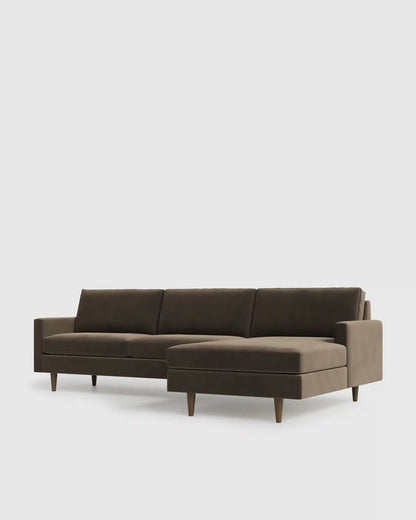 Atlas Midcentury Chaise Sectional in Performance Velvet