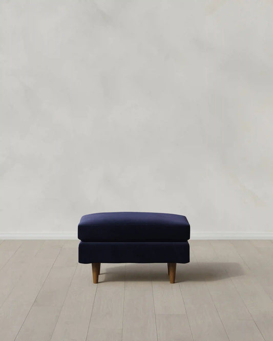 Atlas Midcentury Ottoman in Performance Velvet