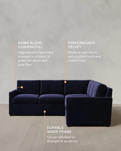Brennan L Sectional in Performance Velvet