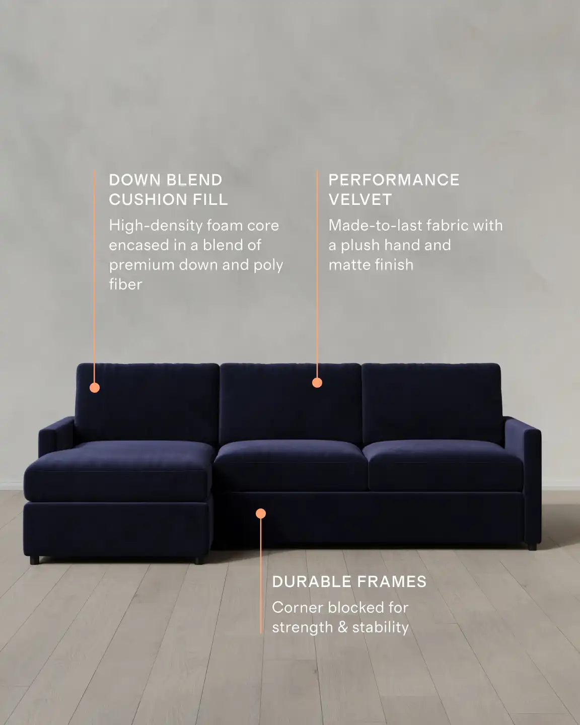 Brennan Chaise Sectional in Performance Velvet