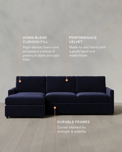 Brennan Chaise Sectional in Performance Velvet