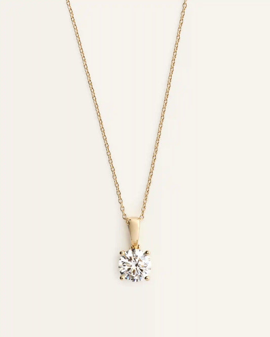 14k Gold Lab Grown Diamond Solitaire Pendant - 1ct