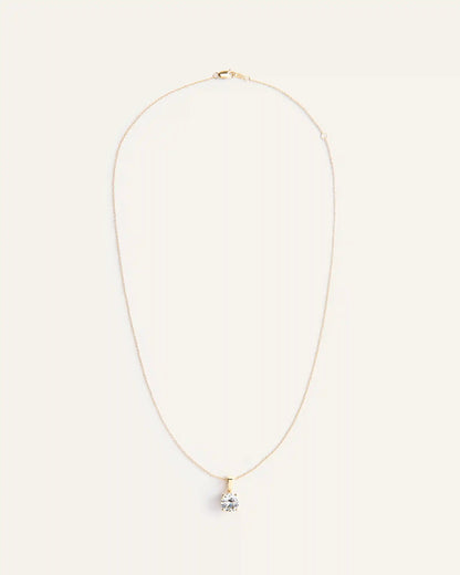 14K Gold Lab Grown Diamond Solitaire Pendant - 2ct