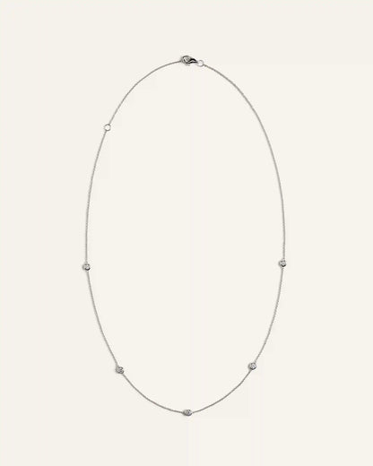 14K Gold Diamond Bezel Station Necklace
