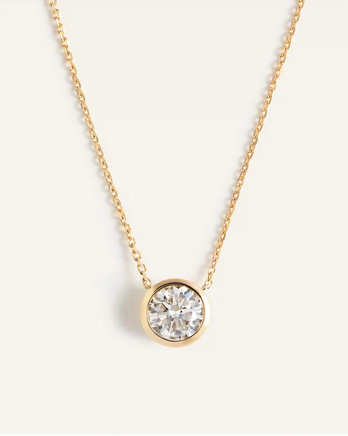 14K Gold Lab Grown Diamond Bezel Necklace