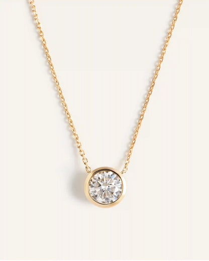 14K Gold Lab Grown Diamond Bezel Necklace