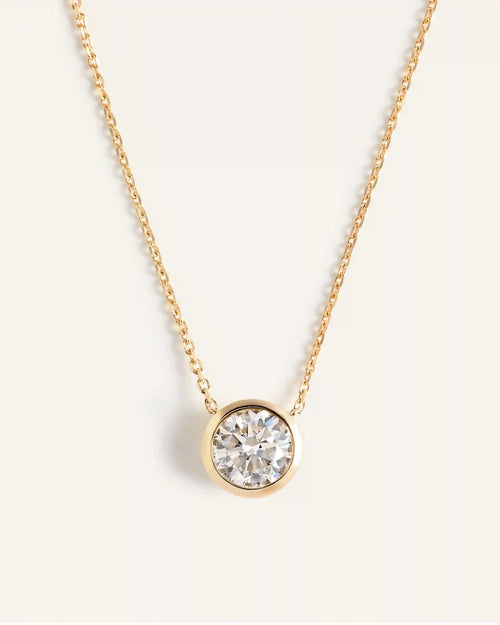 14K Gold Lab Grown Diamond Bezel Necklace