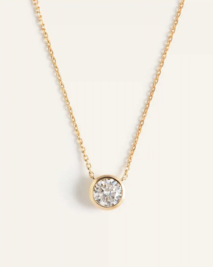 14K Gold Lab Grown Diamond Bezel Necklace