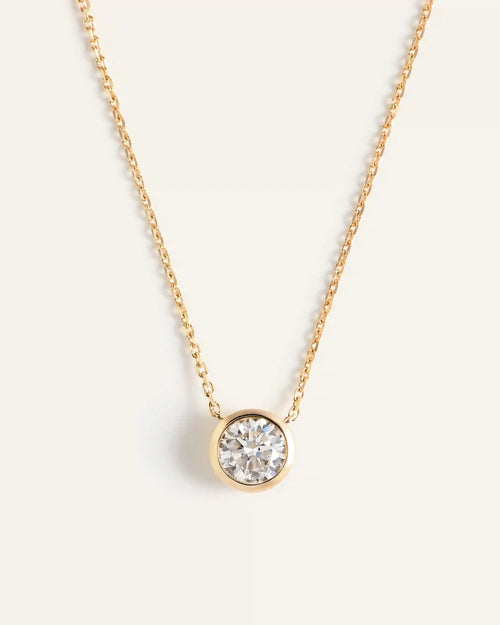 14K Gold Lab Grown Diamond Bezel Necklace