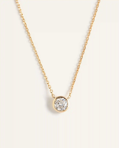 14K Gold Lab Grown Diamond Bezel Necklace