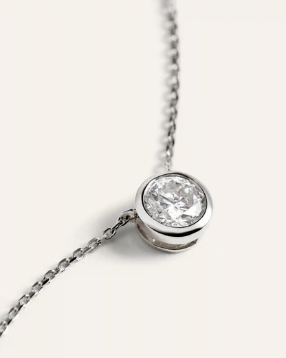 14K Gold Lab Grown Diamond Bezel Necklace