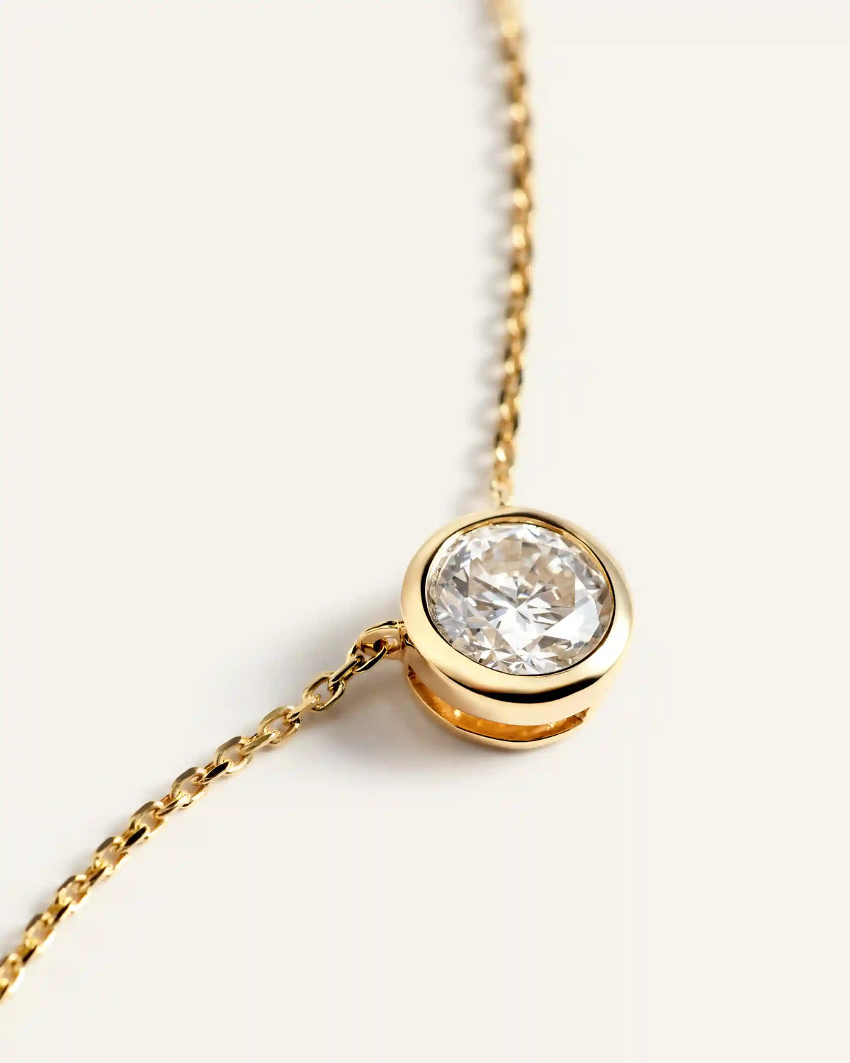14K Gold Lab Grown Diamond Bezel Necklace