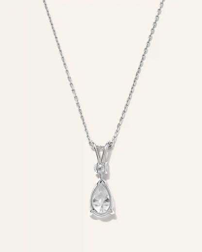 14K Gold Lab Grown Diamond Round & Pear Drop Necklace