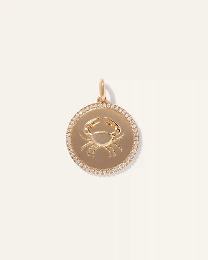 14K Gold Pave Zodiac Medallion Necklace
