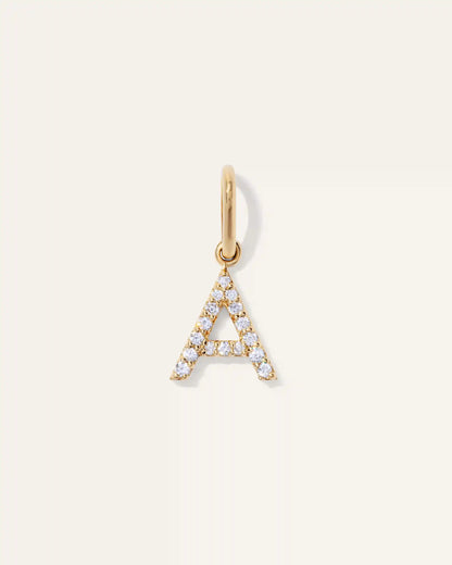 14K Gold Diamond Letter Charm