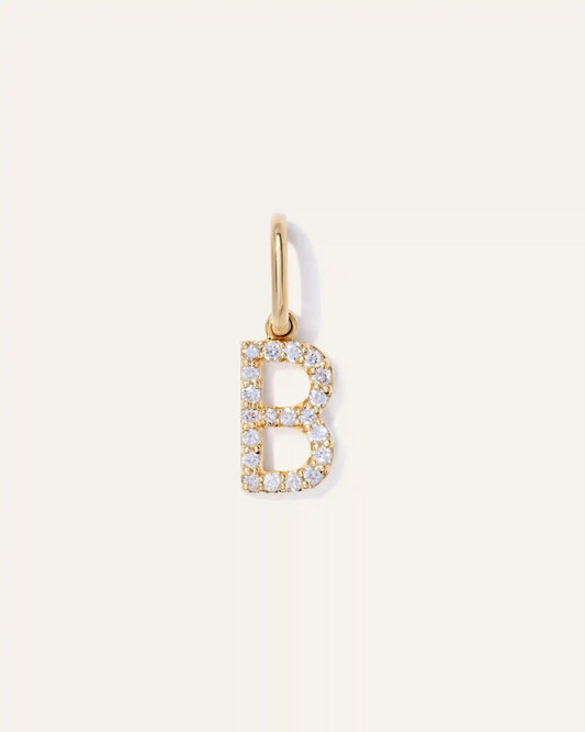 14K Gold Diamond Letter Charm