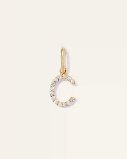 14K Gold Diamond Letter Charm
