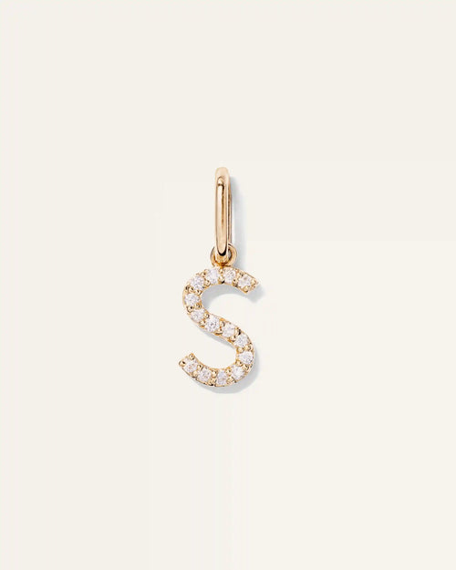 14K Gold Diamond Letter Charm