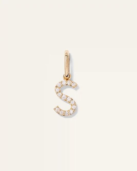 14K Gold Diamond Letter Charm