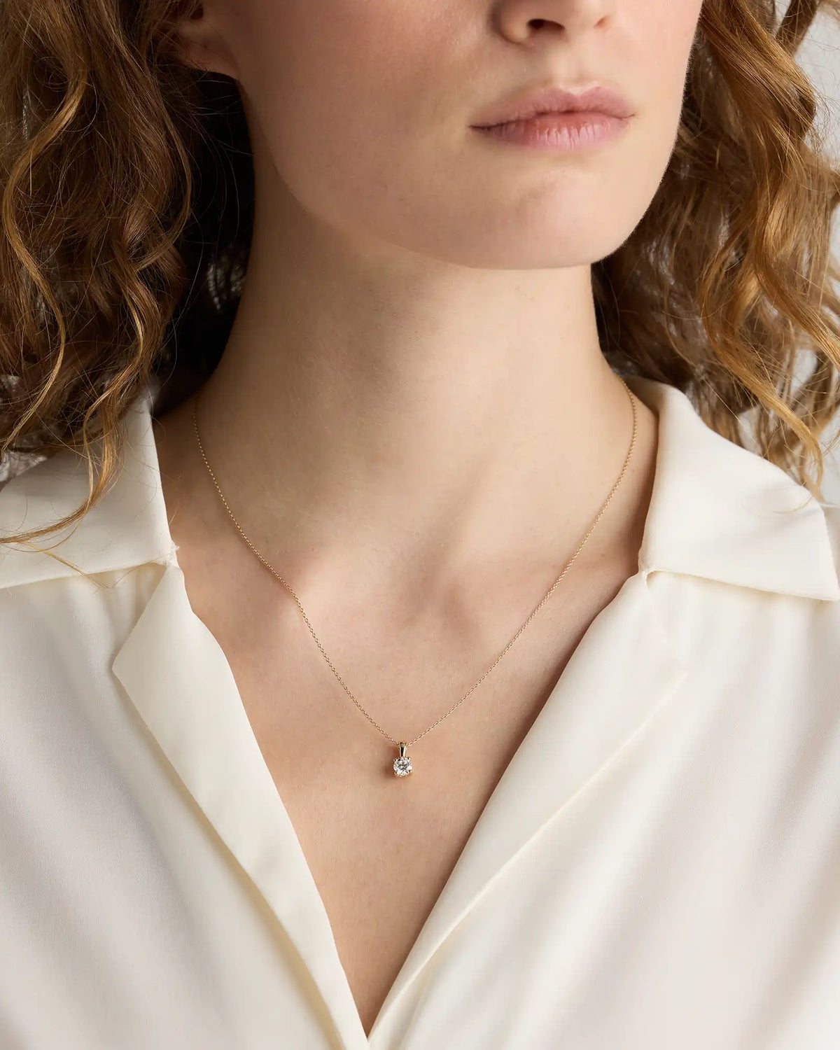 14K Gold Lab Grown Diamond Solitaire Pendant - 0.50ct