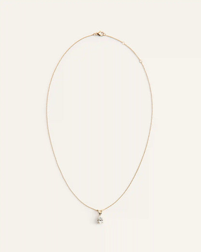 14K Gold Lab Grown Diamond Pear Solitaire Necklace - 1ctw