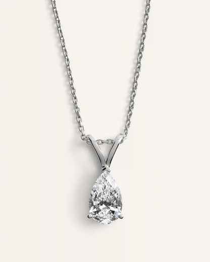 14K Gold Lab Grown Diamond Pear Solitaire Necklace - 1ctw