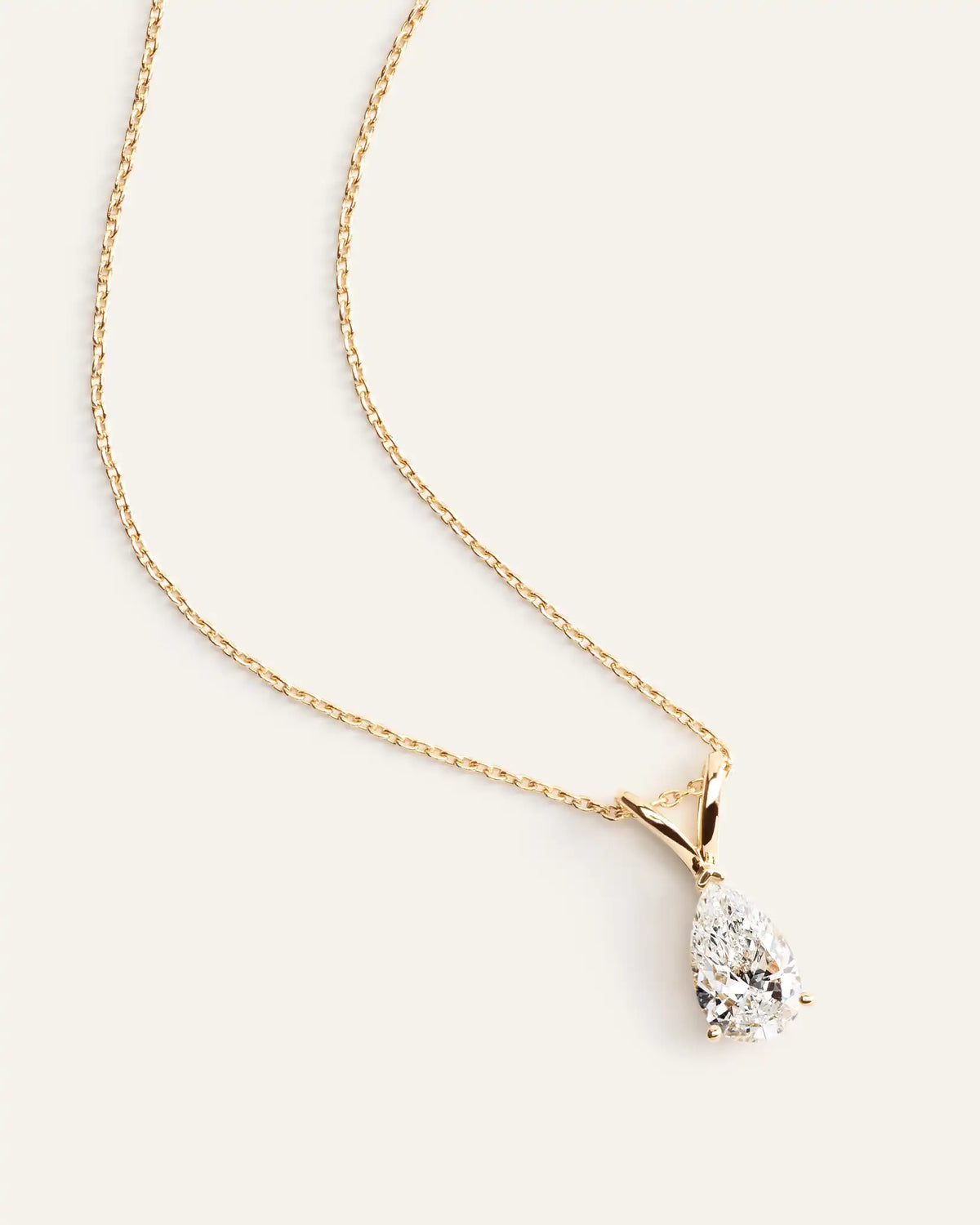 14K Gold Lab Grown Diamond Pear Solitaire Necklace - 1ctw