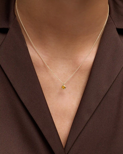 14K Gold Birthstone Solitaire Bezel Pendant