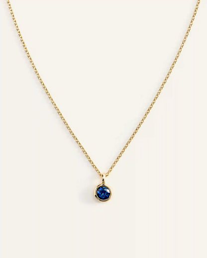 14K Gold Birthstone Solitaire Bezel Pendant