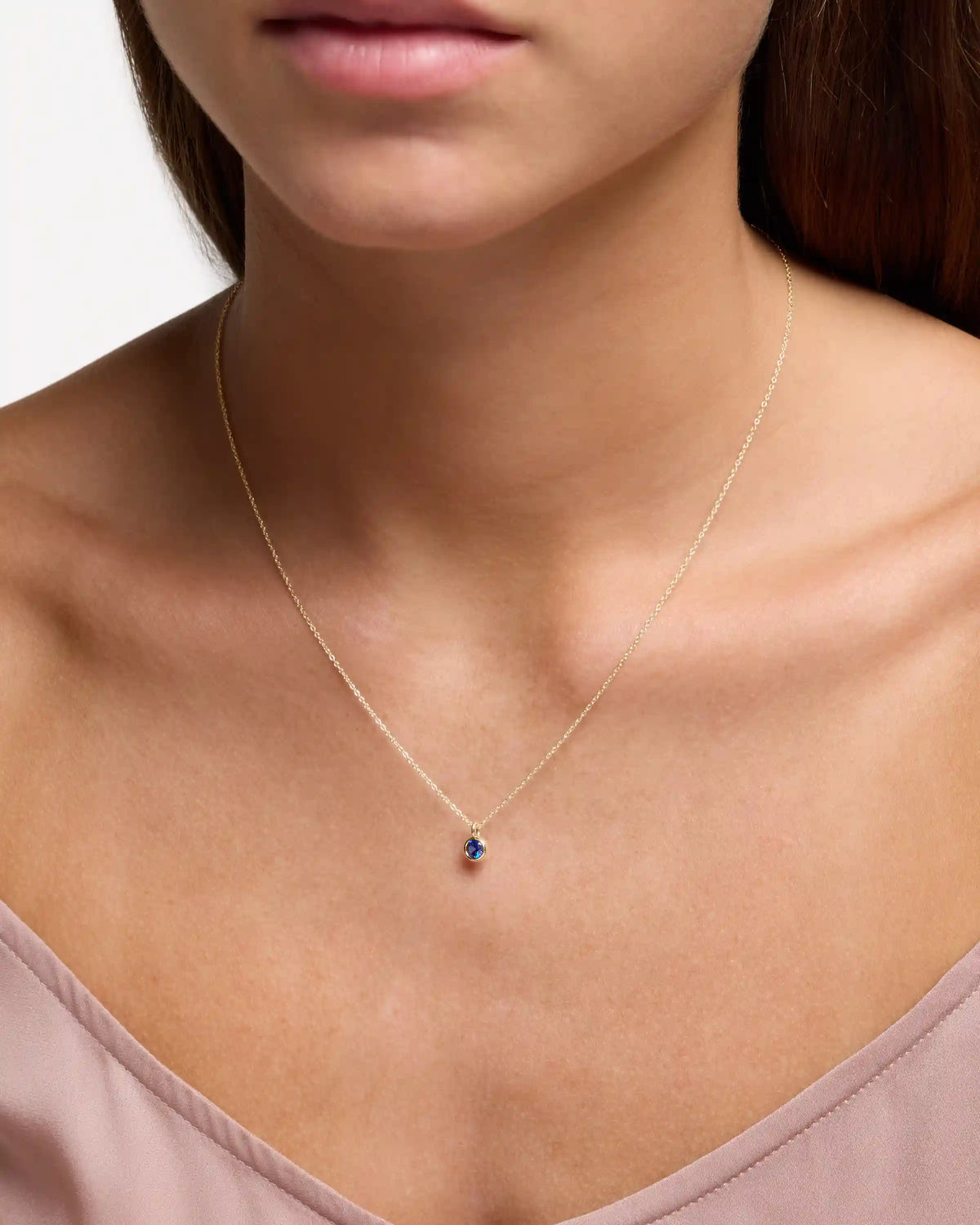 14K Gold Birthstone Solitaire Bezel Pendant
