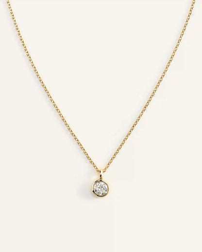 14K Gold Birthstone Solitaire Bezel Pendant